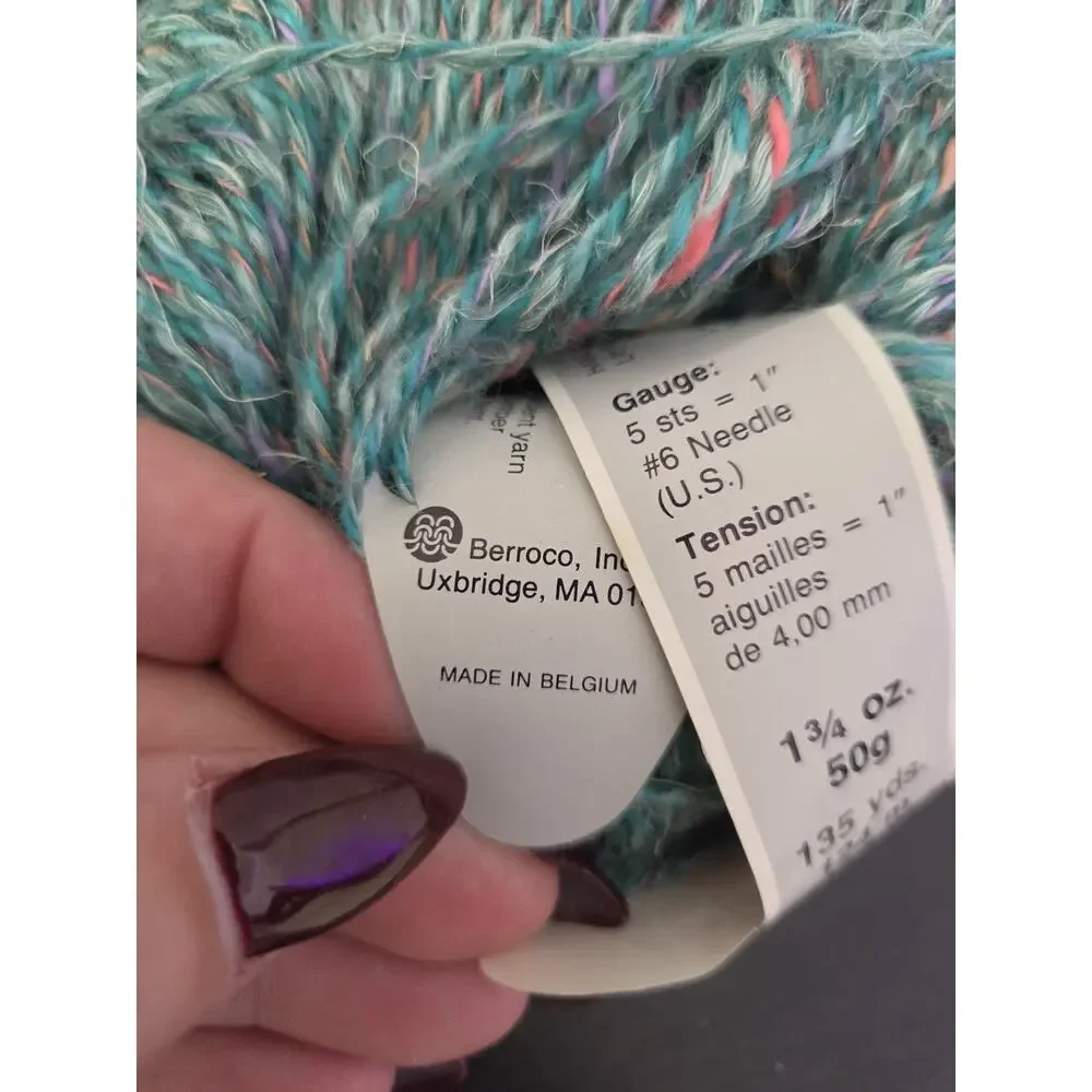 VTG Berroco Linsey Linen Tweed Yarn Lot 2 Skeins Teal Multi 50g 135yds